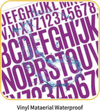 10 Sheets 780 Pcs Vinyl Letter & Number Stickers - Waterproof, Self-Adhesive Alphabet for Mailbox, Door, Window, Cars, Boats, Address(Purple, 1in & 2in)