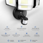 Onforu 90W 10000LM LED Motion Sensor Outdoor Lights, 4-Head Dusk to Dawn Outdoor Lighting, Hardwired Flood Lights, IP66 Waterproof 6500K Security Floodlight for Outside (Black)