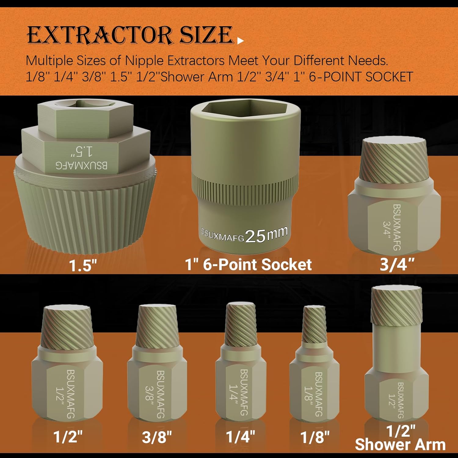 1.5" Tub Drain Extractor, 8PCS Pipe Nipple Extractor, Strong Grab Plumbing Tools, Remove The Old, Stubborn, Broken, Rusted Drain Tub Bathtub Stopper, with Solid Storage Case