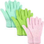 Patelai 3 Pairs Microfiber Plant Dusting Gloves Leaf Cleaning Gloves for Indoor Plants, Blinds, Furniture, House (Large,Green Yellow, Water Blue, Pink)