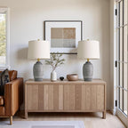 24.5" Vintage Ceramic Table Lamp - Single Farmhouse Rustic Bedside Lamp with Natural Textured Finish, Nightstand Lamps for Living Room, Bedroom, End Table, Office Dark Grey