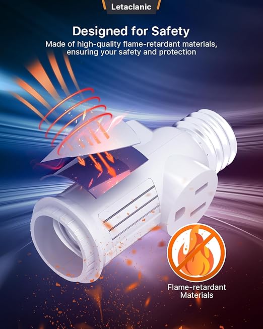 Light Socket to Plug Adapter, 2-Pack Pull Chain 2/3 Prong Light Socket Adapter E26/E27 Light Bulb Outlet Socket Polarized Plug Converter for Garages, Living Rooms, hallways, and More