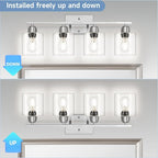 Modern Brushed Nickel 4 Light Bathroom Light Fixtures, 24 inch Vanity Lights for Bathroom with Clear Glass for Mirror Kitchen Living Room Hallway Cabinet Porch