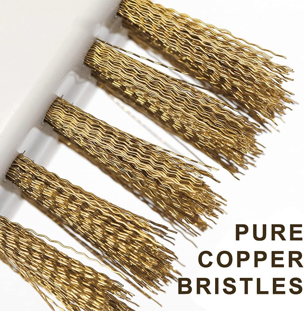 Kitchen Cleaning Scrub Brush - Deep Gas Stove Brass Wire Brushes with Stiff Bristles & Cooktop Scraper, Scrubber for Range Hood Grease Grime, Rust Cleaner for Pot Pan, Household Cleaning Tools