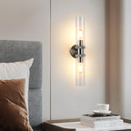 2 Light Bathroom Vanity Light Brushed Nickel, Bathroom Light Fixtures Side Mirror, Vintage Wall Lamp for Bedroom, Modern Bedroom Vanity Lighting Fixtures with Glass Shade