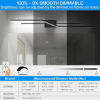 SOLFART Bathroom Vanity Light Dimmable Modern Matte Black Bathroom Light Fixtures Over Mirror 48 Inch LED Lights