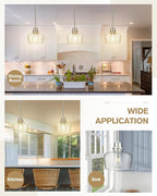 Emak 8 Inch Pendant Lights Kitchen Island, Modern Brushed Nickel Pendant Light Fixtures with Seeded Glass Shade, 1 Light Hanging Light for Kitchen Island, Dining Room, Bathroom, Bedroom, PL122-BN