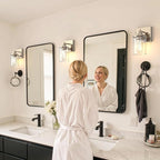 DORESshop 1-Light Bathroom Light Fixtures, Chrome Wall Sconces with Clear Glass Shade, Bathroom Vanity Light Fixture for Living Room Bedroom