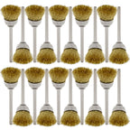 20PCS Brass Wire Brushes - Metal Rust Removal, Cleaning, and Polishing - 15mm Diameter, 1/8″ (3mm) Shaft - Removes Burrs, Dust, and Oxide Layer - Handles Rough Surfaces - Rotary Tool Accessories