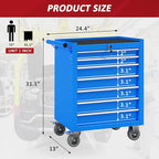 7 Drawers Rolling Tool Chest with Wheels, Portable Rolling Tool Boxes with Wheels, Tool Box Storage Cabinet with Locking System for Garage (Blue, 7 Drawers)