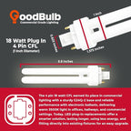 GoodBulb 18 Watt CFL Light Bulbs 4 Pin G24Q-2 Base 3500K Neutral White 18W High Output 1200 Lumens Double Tube Compact Fluorescent Light Bulbs Plug-in 10 Pack