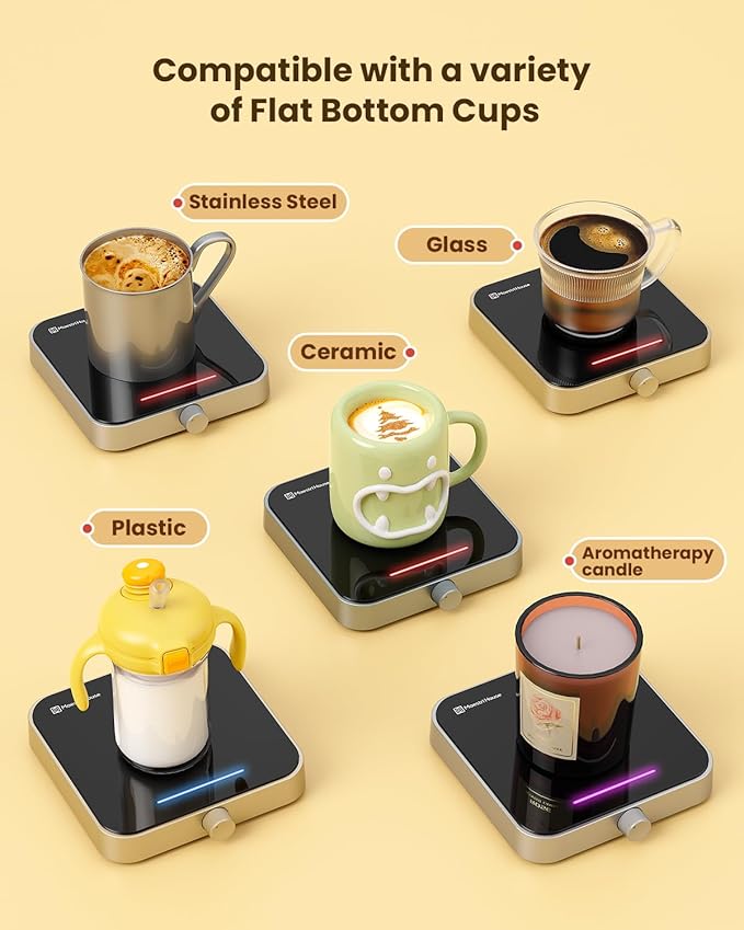 Maestri House Mug Warmer, Electric Coffee Cup Warmer for Desk with 3-Temp Settings,Auto Shut Off, Constant Temperature Heating for Beverage, Milk, Tea and Hot Chocolate at Home & Office (Silver)