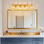 5-Light Crystal Vanity Lights - Gold, Modern Over-Mirror Bathroom Light Fixtures