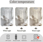 Flashing God H138 Modern Chandelier 6-Rings Large Chandelier for High Ceiling Led Dimmable Ring Pendant Lighting Chrome Contemporary Chandeliers for Villa Foyer Entrance Living Room