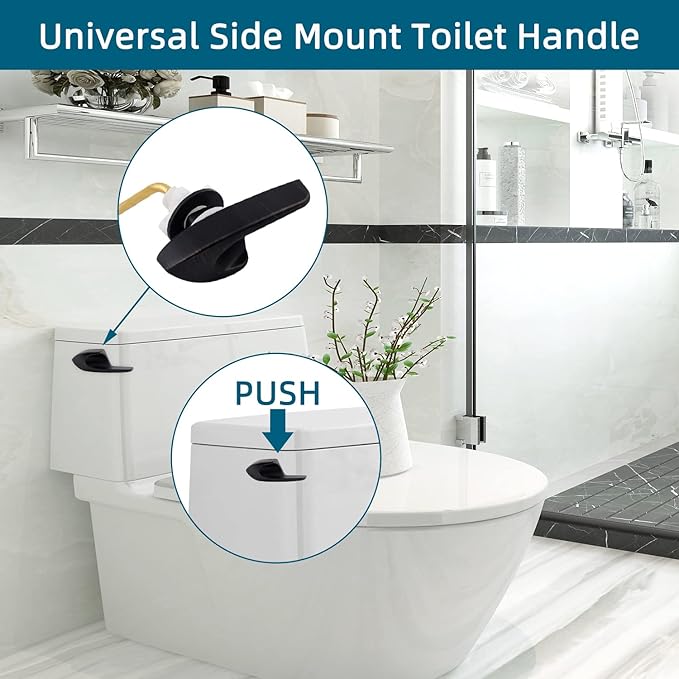 Universal Metal Side Mount Toilet Handle Replacement Kit Compatible with Kohler K-GP30324-CP/Glacier Bay Toilet with 1pc Flapper Chain, Toilet Flusher Lever, Oil Rubbed Bronze