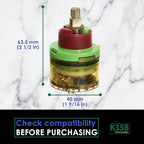 HC180 Shower/Bath Faucet Cartridge - Ceramic Shower Single Lever Cartridge Replacement - Kit For Knob Replacement, Shower Valve Repair, Plumbing & Improvement Bathroom Sink Faucets & Parts - 40mm