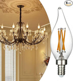 6 Pack E12 Led Light Bulbs, 40 Watt Equivalent 4W, CA10 2700K Warm White 400LM Dimmable Chandelier Bulbs, High Brightness Candelabra Bulbs, CA11 Clear Flame Tip Light Bulbs for Chandelier