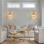 Wall Sconces, Set of 2 Gold Crystal Vanity Lights, Modern Wall Lamp for Bathroom, Hallway, and Makeup, Easy Installation