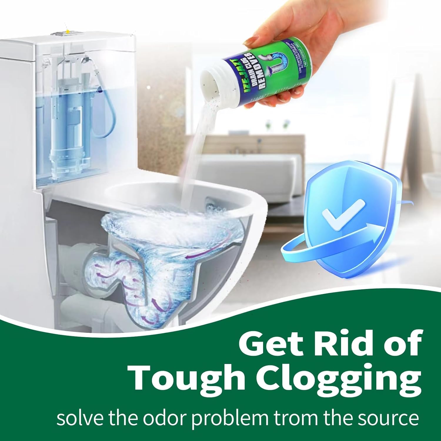 Drain Clog Remover Powder - Fast Acting Formula for All Drains, Kitchen, Bathroom, Sink & Shower - 100% Effective to Eliminate Hair, Grease, and Blockages - [4Pack ]