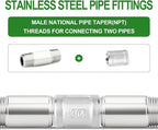 TAISHER 2PCS Stainless Steel Pipe Fittings, 1/2" NPT Male x 1/2" NPT Male Threaded, 2" Length Thickened Nipple Cast Pipe