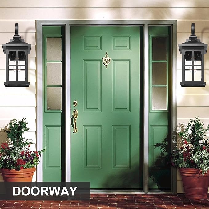 Darkaway Large Outdoor Light Fixtures Wall Mount, 21inch Outdoor Wall Lights Exterior Lighting Fixtures Waterproof Black Outside Wall Sconce with Seeded Glass for House Porch Hallway Garage Front Door