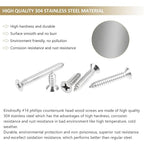 54 Pieces #14 x 3/4" 1" 1-1/4" 1-1/2" 2" Phillips Countersunk Head Self-Tapping Screws, Wood Screws Assortment Kit, 304 Stainless Steel