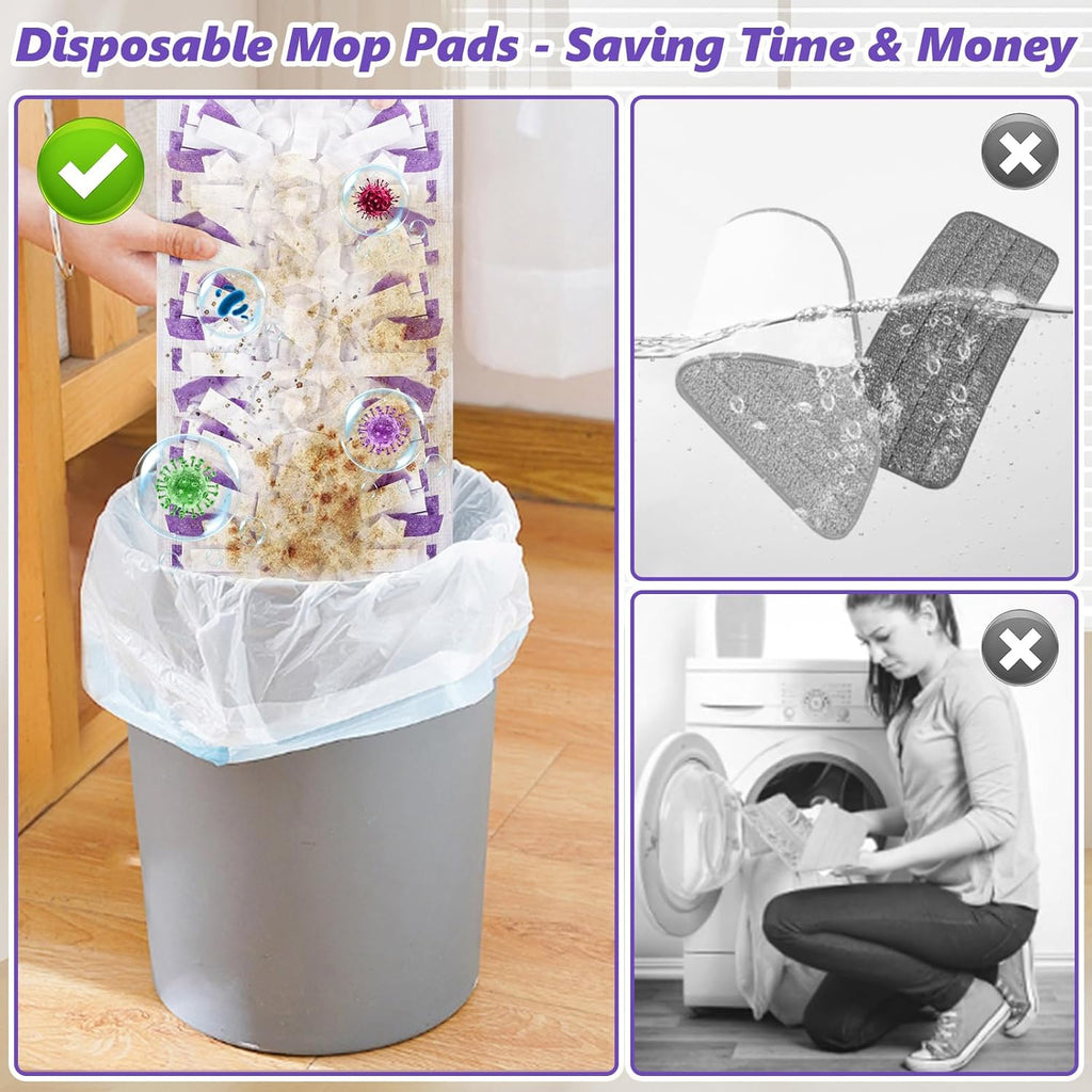 Mop Pads Refills for Swiffer Power Mop: 10 Pcs Wet Dry Disposable Pad for Multi-Surface Floor Cleaning - Mopping Replacement for Tile Hardwood - Sweeping Cloths for Home Kichen