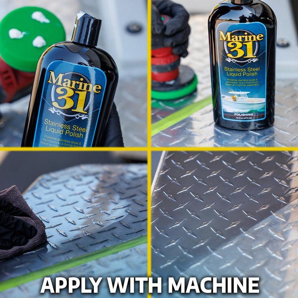 Marine 31 Stainless Steel Polish & Sealant Combo | Cleans, Polishes & Protects Stainless Steel Surfaces | Safe for Appliances & Marine Use | Long-Lasting Shine | M31-SSKIT-1