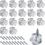 18pcs Glass Retainer Clips Kit Clear Plastic Cabinet Door Clips Mirrors Holder with Screws for Fixing 3-4mm Glass Cabinet Door, Windows, Mirrors