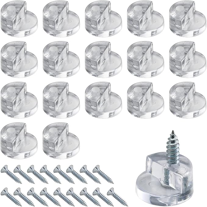18pcs Glass Retainer Clips Kit Clear Plastic Cabinet Door Clips Mirrors Holder with Screws for Fixing 3-4mm Glass Cabinet Door, Windows, Mirrors