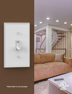 Self-Grounding ON Off Toggle, Residential Grade, UL Listed, Quickwire Push-in & Side Wired (White, 20 Pack)