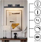 Picture Light, 24in Hardwired Picture Lights for Wall, Dimmable Poster Paintings Frames Light, Brass 4 Lighting Wall Sconces for Art Display Gallery Bathroom Living-Included Bulbs(Black)