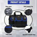 FASTECH 20 Inch Tool Bag, Waterproof Wide Mouth Tool Kit, Heavy Duty Tool Bag Organizer With Shoulder Straps and Molded Base, Tool Storage Package For Screwdrivers, Pliers, Nut Drivers (Blue20IN)