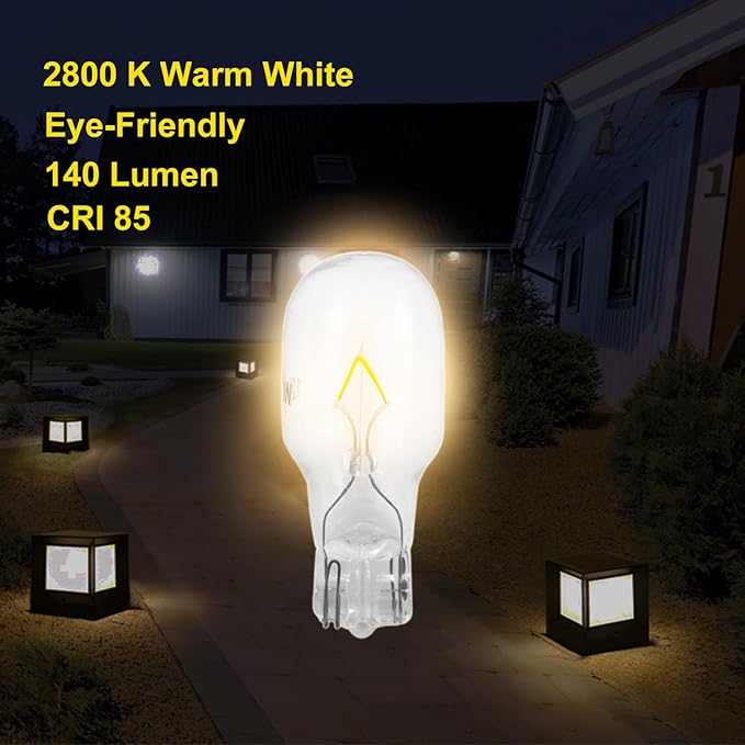 12-Pack 12 Volt 11 Watt Low Voltage T5 Landscape Light Bulbs for Malibu lights Landscape, Appliance, RV, Outdoor Landscape Lights Lamp -1/4 Wedge Base Small Light Bulbs,2800K Warm White,CRI 85, Clear