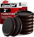 Ezprotekt 2 inch Non Slip Wood Furniture Pads for Hardwood Floors, 8 Pcs Round Anti Slip Furniture Coaster Cups Floor Protectors with Anti-Slide EVA for Chair Sofa Table Bed Couch (Dark Brown)