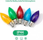 Meconard C9 Led Replacement Christmas Light Bulb, C9 Shatterproof Led Bulbs for Christmas Outdoor String Lights, E17 Intermediate Base, Commercial Grade Holiday Bulbs, Multi-Color, 25 Pack