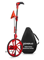 Distance Measuring Wheel in Feet, JIZHGRAD Measure Wheel with 10 Marking Flags and Added Flags Holder, 12.5”Diameter Wheel, Collapsible with One key to Zero, Measurement Wheel with Canvas Carrying Bag