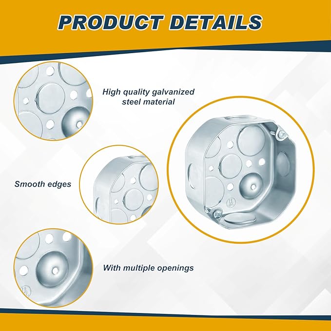 12 Pcs Electrical Box Junction Box Galvanized Steel Metal Electrical Boxes, 1/2'' and 3/4'' Knockouts, Drawn Construction, Silver (4 x 1-1/2 Inch,Classic)