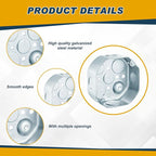 12 Pcs Electrical Box Junction Box Galvanized Steel Metal Electrical Boxes, 1/2'' and 3/4'' Knockouts, Drawn Construction, Silver (4 x 1-1/2 Inch,Classic)