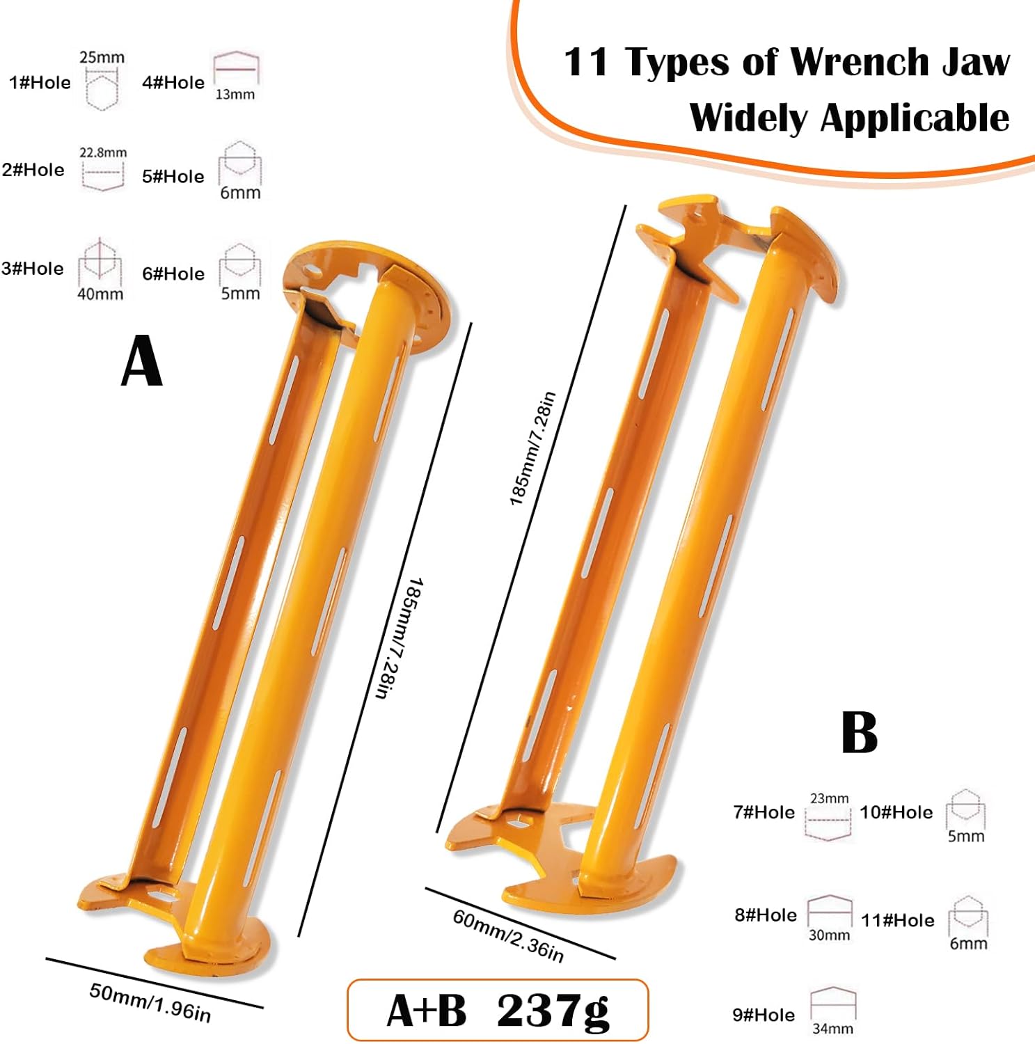 11 Sizes Four-Jaw Hex Basin Wrench with Dual Head Kitchen Sin| Drain Under Faucet Wrench for Multifunctional Plumbers Tool Bathroom Home Tight Spaces
