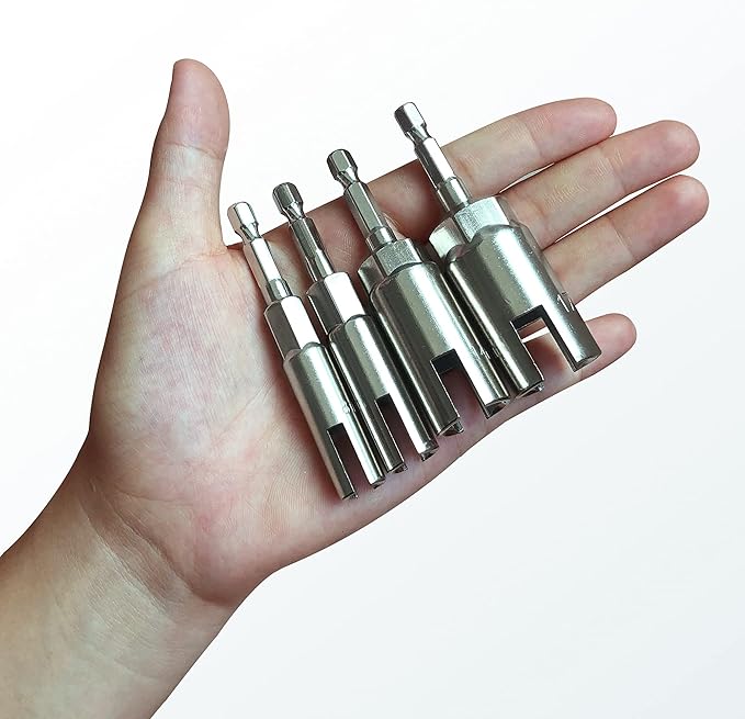 4 Pack 1/4" Hex Shank，Power Wing Nut Driver Set,Slot Wing nuts Drill Bit Socket Wrenches Tools Set, Drills Bits for Panel Nuts screws eye C hook bolt (4 Pack 4 Size （8mm,11mm,14mm,17mm）)