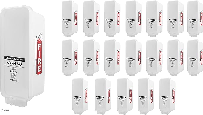 PRO&Family Fire Extinguisher Cabinet 10 lb Fire Extinguisher Box Outdoor Fire Cabinet Mounted Fire Extinguisher Cabinet Fire Extinguisher Cover (20, White with Clear Pull-Cover, 10 lb)