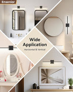 Ensenior Modern Bathroom Vanity Light 24 inch, Built-in Dimmer, 14W Dimmable 5CCT Led Bath Lights, Black Bar Vanity Light for Bathroom Mirror Cabinets Bedroom-FCC Certificated