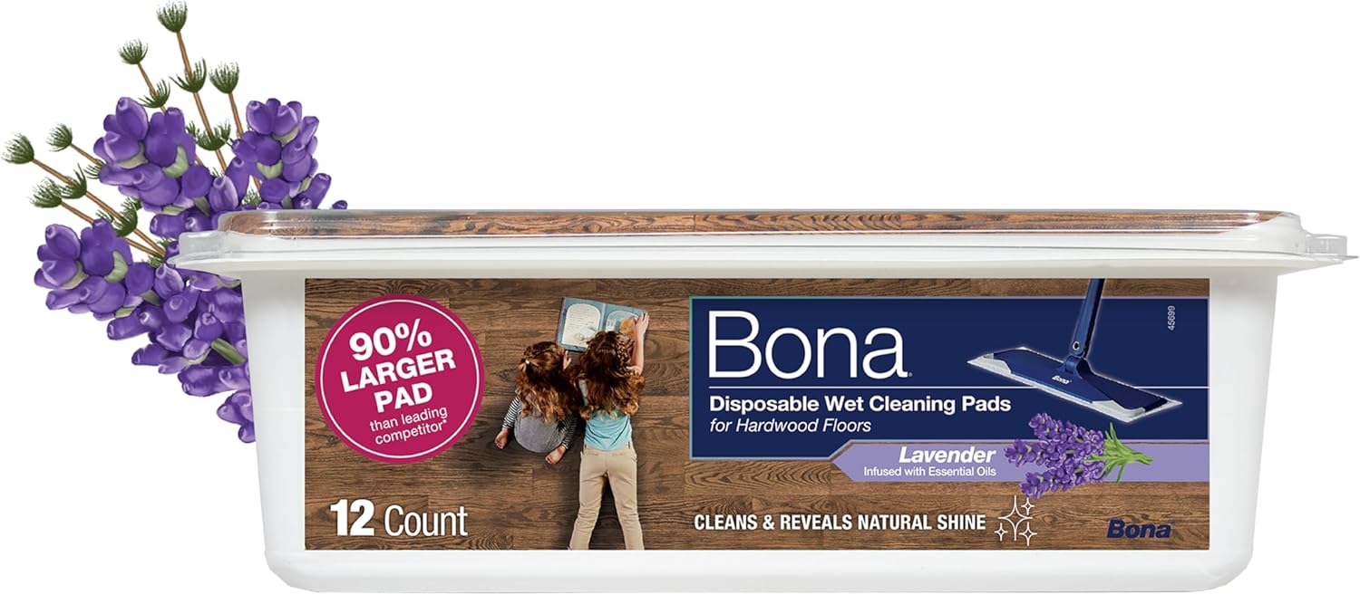 Bona® Disposable Wet Cleaning Pads for Hardwood Floors, Lavender Scent