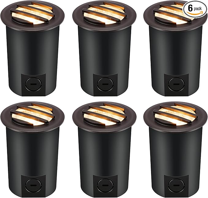 [6 Pack]CLOUDY BAY 9W Low Voltage Landscape Lights,LED Well Lights,Grated Top,12V-24V Waterproof Outdoor,2700K/3000K/3500K/4000K/5000K In Ground Lights for Fence Pathway Deck,Transformer Excluded