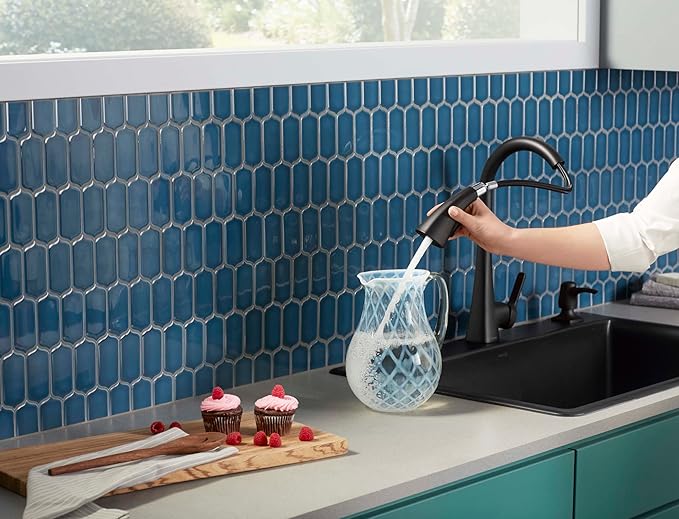 KOHLER R26281-SD-BL Maxton Touchless Pull-Down Kitchen Faucet with soap/Lotion Dispenser, Matte Black