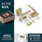 Mega Handles Apex Passage Door Handle - 1 Pack Reversible Gold Door Handle, Heavy Duty No Lock Door Handles Interior for Closet & Hallway, Fits All Standard Door Sizes - Satin Brass