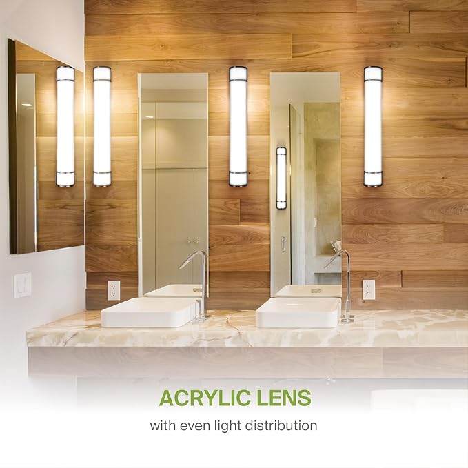 ASD LED 36" Vanity Flush Mount Light Fixture, Linear Bathroom Lighting Bar | 3CCT, Dimmable, Energy Star, ETL Listed | 30W 2650LM 3000-5000K 120V | Long Tube Bath Wall Sconce Over Mirror | Black