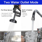 Commercial Kitchen Faucet 42" Height Wall Mount with Pull Down Sprayer 8" Center Wall Mount Kitchen Sink Faucet with 14" Add-on Swing Spout Pre Rinse Faucet for Commercial Kitchen Sink
