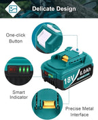 6000mAh 18V Battery Replacement for Makita 18V Battery and Charger DC18RC, Compatible with Makita LXT 18 Volt Batteries Lithium Ion BL1850 BL1840 BL1830 BL1820 BL1815 Cordless Power Tools (Blue)